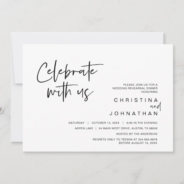 Convites Festa de Elopamento de Casamento, Celebre conosco  (Frente)