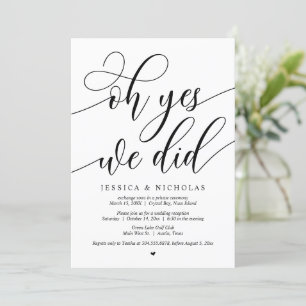 Convites Festa de Elopamento de Casamento, Oh Sim, Nós Fize