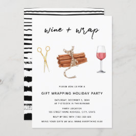 Convites Festa de embrulho de presente de Natal e Vinho