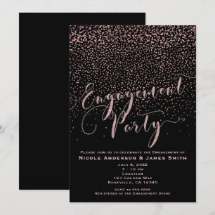 Convites Festa de ENGAGEMENT Shower Rosa Preto Dourado Conf