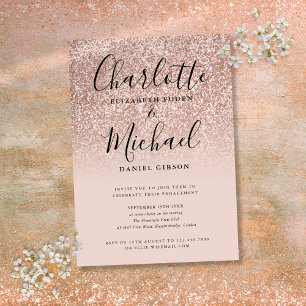 Convites Festa de Engajamento Brilho em Rose Gold Signature