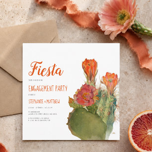 Convites Festa de Engajamento Cacto Aquarela Letra Floral