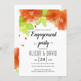 Convites Festa de engajamento de casamento de flores laranj