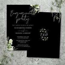 Festa de Engajamento Floral Preto e Branco