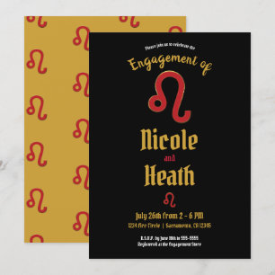 Convites Festa de Engajamento LEO Zodíaco Astronomia Julho 