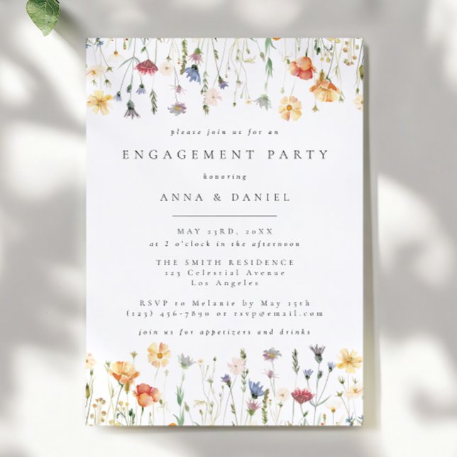 Convites Festa de Engajamento Pastel Boho Wildflower (Criador carregado)