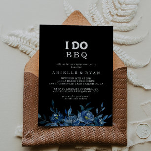 Convites Festa de Engajamento Royal Navy Blue Floral I Do B