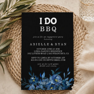 Convites Festa de Engajamento Royal Navy Blue Floral I Do B