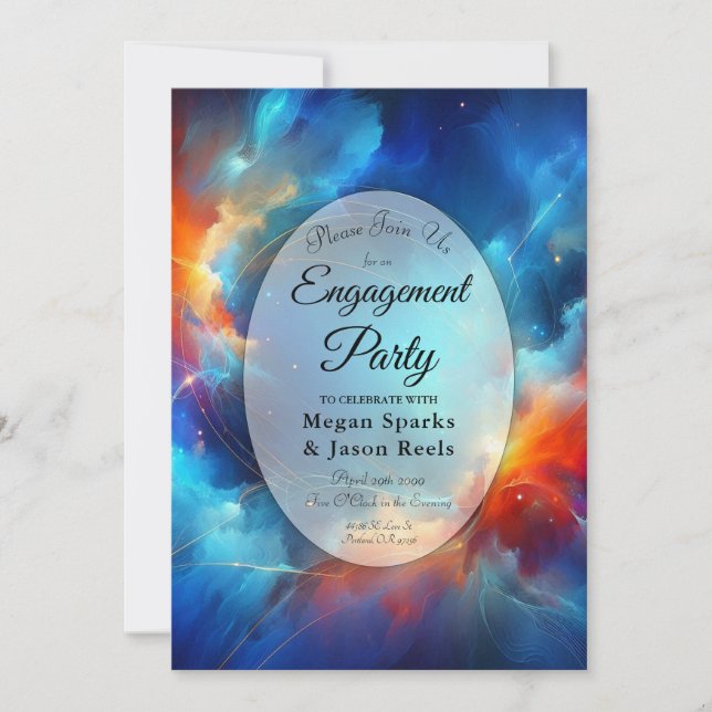 Convites Festa de Engajamento Starlight Fusion de Fogo e Ge (Frente)