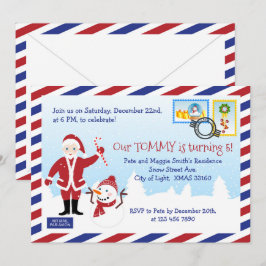 Convites Festa de Envelope de Correio Aéreo do Natal Santa 