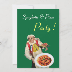 Convites FESTA DE ESPAGUETE & PIZZA, restaurante preto verd