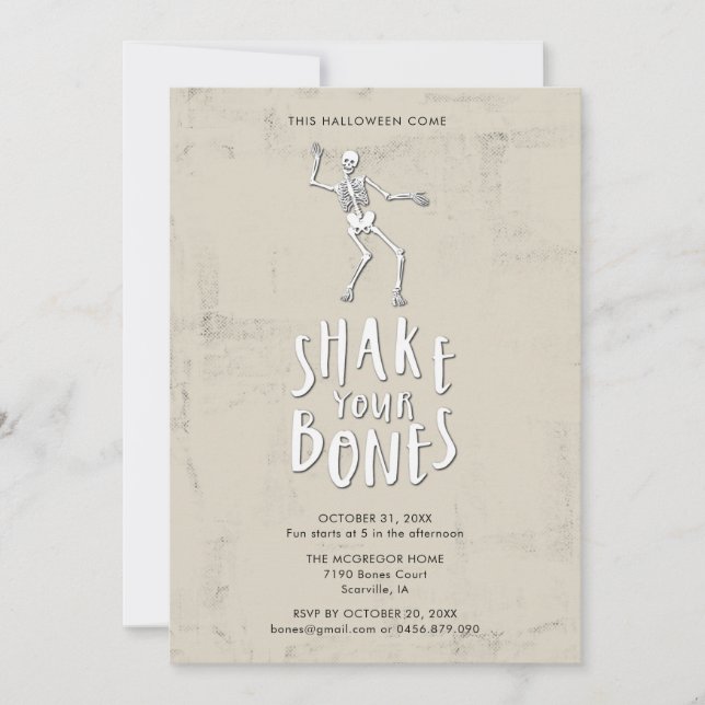 Convites Festa de Esqueleto de Halloween (Frente)