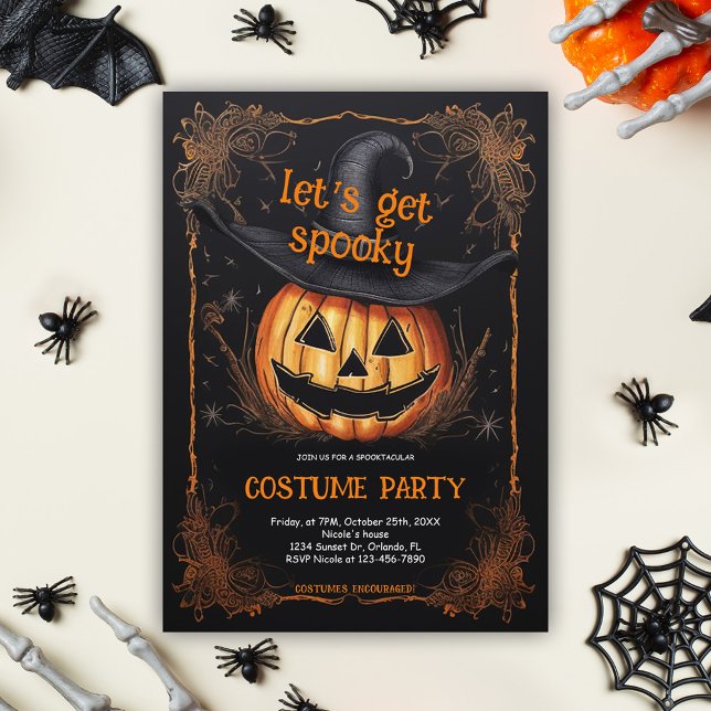 Convites Festa de fantasia de Dia das Bruxas Spooky (Spooky Costume Party Halloween Invitation)