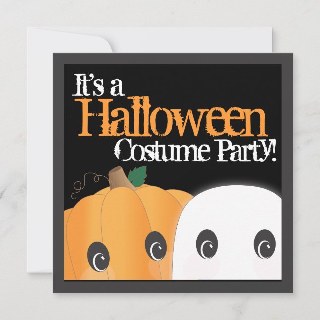 Convites Festa de fantasia de Halloween de Pumpkin Cute (Frente)