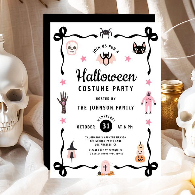 Convites Festa de Fantasia de Halloween Fofa e Sedutora (Cute Coquette Halloween Costume Party Invitation)