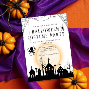 Convites Festa de Fantasia de Halloween para Adultos Laranj