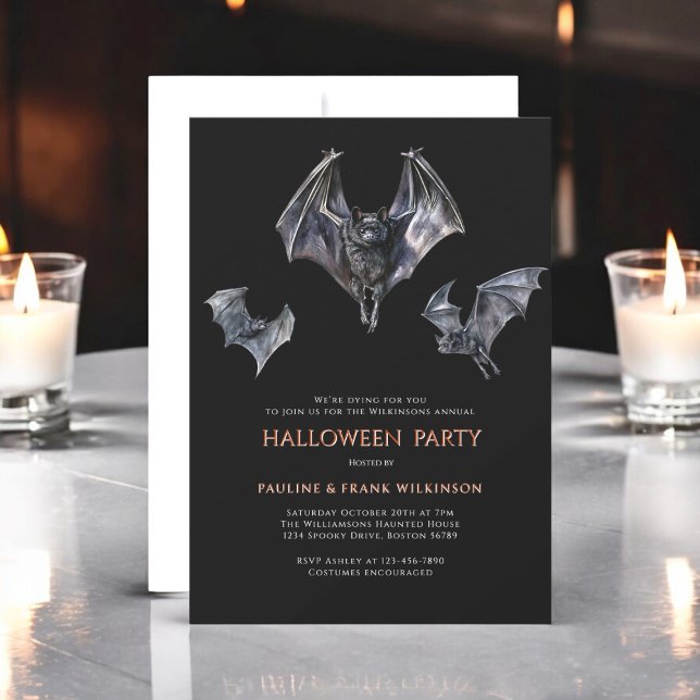 Convites festa de fantasia de sanduíche dos morcegos (fun three bats halloween costume party invitations , ideal for adults or children , fully ediatable )