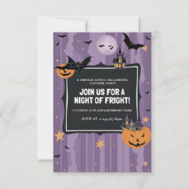 Convites Festa de fantasia do Halloween Roxo Elegante