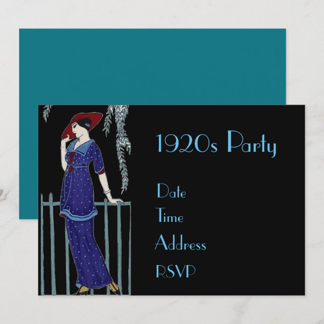 Convites Festa de fantasia Gatsby de 20 anos de 1920 (Frente/Verso)