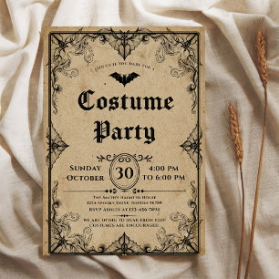 Convites Festa de Fantasia Gótica Vintage de Halloween