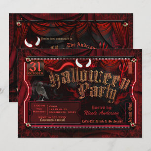 Convites Festa de Fantasias de Halloween Diabólicas Entrada