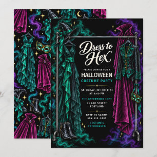 Convites Festa de Fantasias de Halloween Dress to Hex