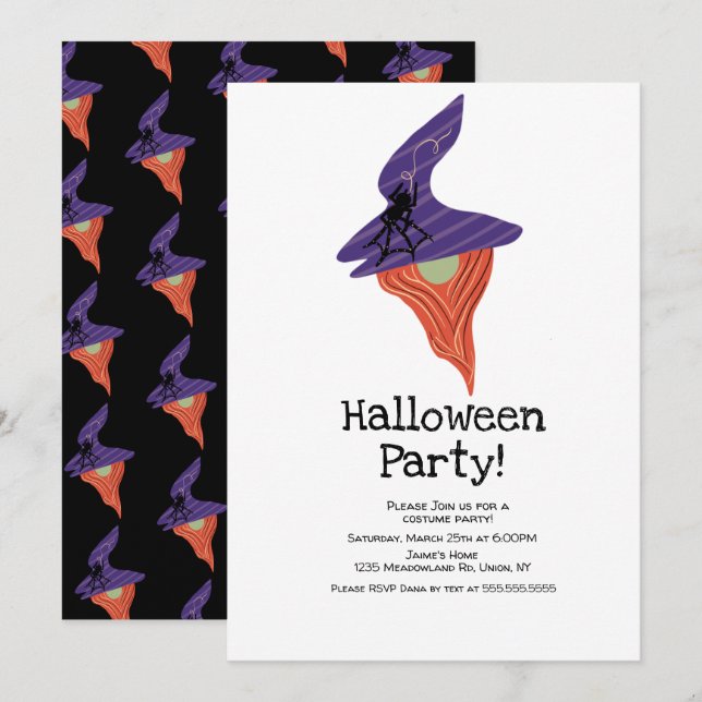 Convites Festa de Fantasias de Halloween Gnome Doodles (Frente/Verso)