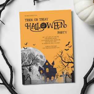 Convites Festa de Fantasias de Halloween Laranja Doces ou T