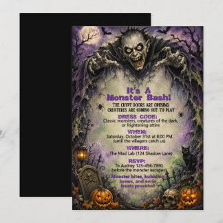 Convites Festa de Fantasias de Halloween Monster Bash