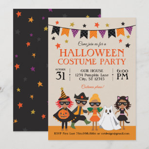 Convites Festa de Fantasias de Halloween Vintage para Pele