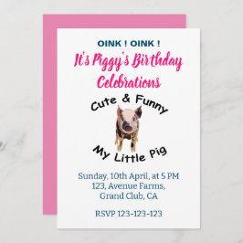 Convites Festa de Fazenda de aniversário do Porco Engraçado