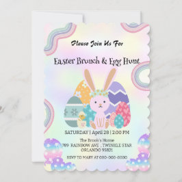 Convites Festa de Felz pascoa Dino, um belo coelho caçador 