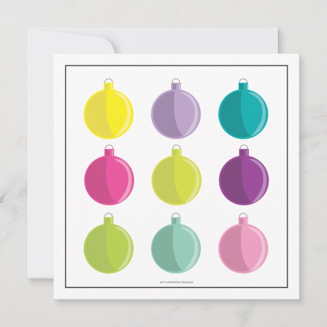 Convites Festa de Feriado Colorida de Ornamentos Brilhantes (Frente)