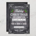 Convites Festa de Feriado de Chalkboard<br><div class="desc">Convide seus amigos e família para sua festa de Feriado com este convite elegante. Apresentando Holly de Natal, Cantos Decorativos Elegantes e Divisores e sobre fundo de quadro negro. Para mais personalização, clique no botão "Personalizar" e use a ferramenta design para modificar este modelo. Se você preferir papéis mais grossos,...</div>