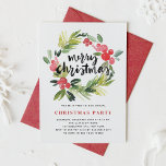 Convites Festa de Feriado de Feliz de Watercolor Holly Wrea<br><div class="desc">Convite de festas de Natal elegante e caprichoso,  com coloração aquosa e tipografia do pincel. Preencha o seu convite com carimbos,  adesivos e etiquetas correspondentes.</div>