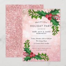 Festa de Feriado de Glitter Dourado com Rosa de Co