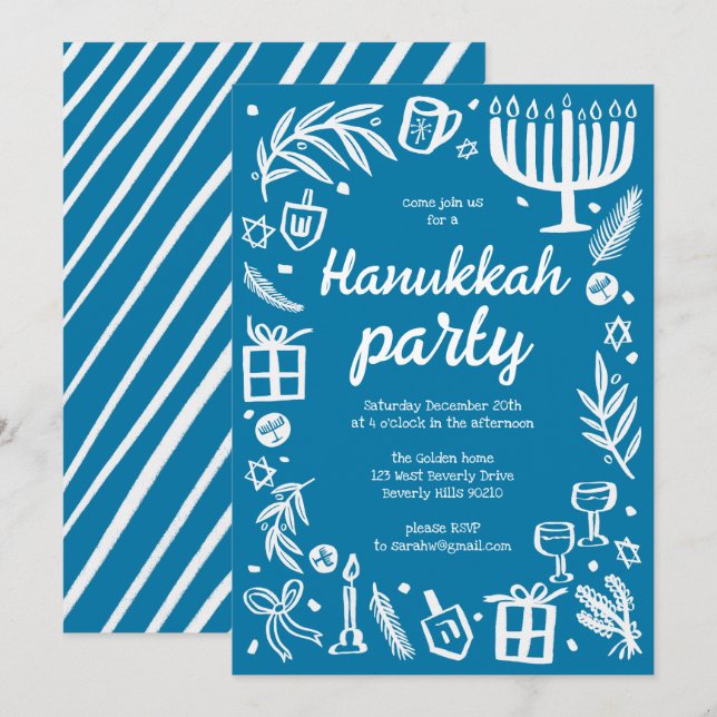 Convites Festa de Feriado de Hanukkah, em Whimsso, Personal (Frente/Verso)