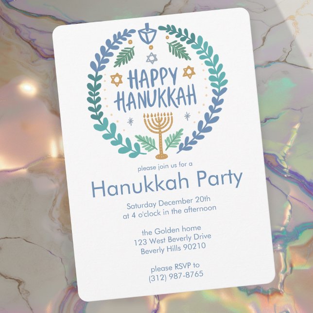 Convites Festa de Feriado de Hanukkah Personalizada (Hanukkah Holiday Party Cute Hand-Drawn Custom Invitation
)