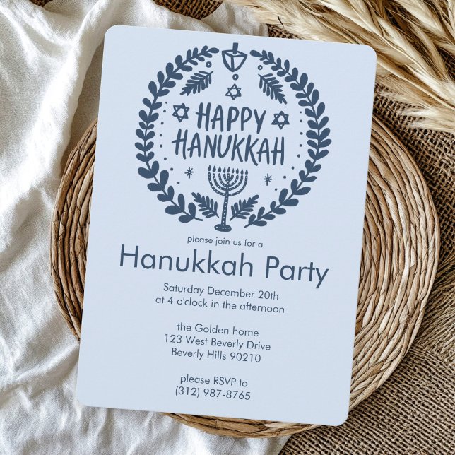 Convites Festa de Feriado de Hanukkah Personalizada (Hanukkah Holiday Party Cute Hand-Drawn Custom Invitation
)