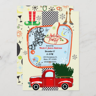 Convites Festa de Feriado de Natais vintages do Retro 50 60