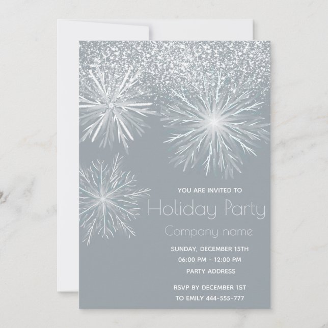 Convites Festa de Feriado de Neve com Cor de Água Moderna (Frente)