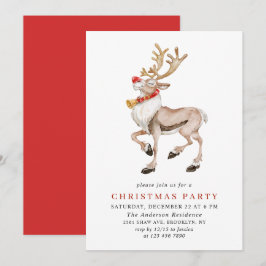 Convites Festa de Feriado de Reindeer, uma Cartoon de Natal