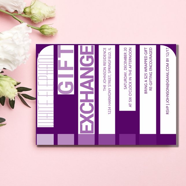 Convites Festa de Feriado de Troca de Ofertas de Elefante B (White Elephant Gift Exchange Holiday Party Invitation )