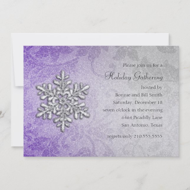 Convites Festa de Feriado em Floco de Neve e Damas Roxas e  (Frente)