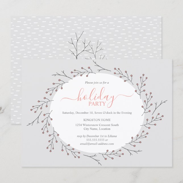 Convites Festa de Feriado Simples de Wreath Woodland (Frente/Verso)