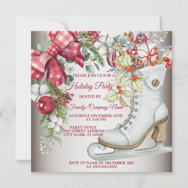 Convites Festa de Feriados de Patinação no Gelo Natal (Frente)