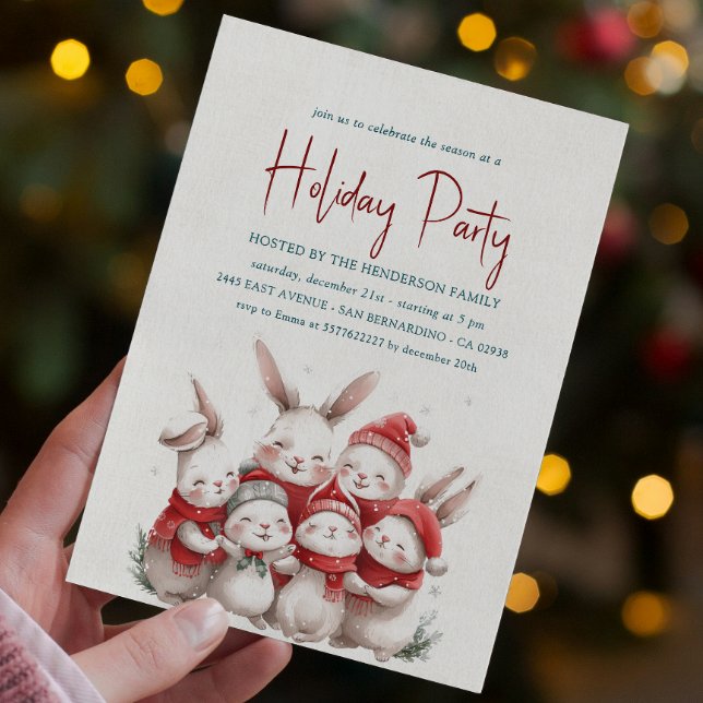 Convites Festa de Férias Brancas com Red Scarf (Criador carregado)