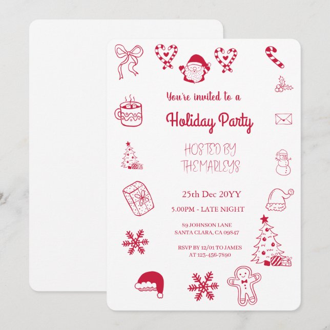 Convites Festa de férias com traje manual (Frente/Verso)