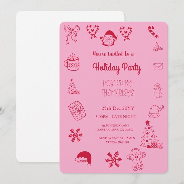 Convites Festa de férias com traje manual (Frente/Verso)