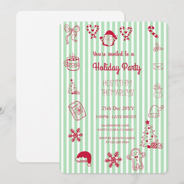 Convites Festa de férias com traje manual (Frente/Verso)